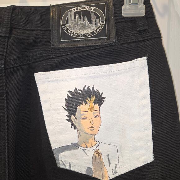Nishinoya Tanaka custom painted Haikyuu DKNY jeans sz 10 - Picture 3 of 5
